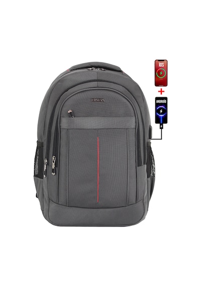 Dada 01 Gri Laptop Sırt Çantası 15,6 İnç Usb Type-c Şarj Aparatı Darbe Emici Koruma