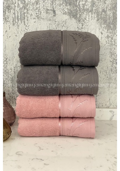 Ditsy El-yüz Havlusu 4 Adet-antrasit-pembe Antrasit - Pembe