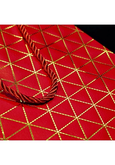Kırmızı Geometrik Desenli Büyük Boy Karton Hediye Çantası 49571278