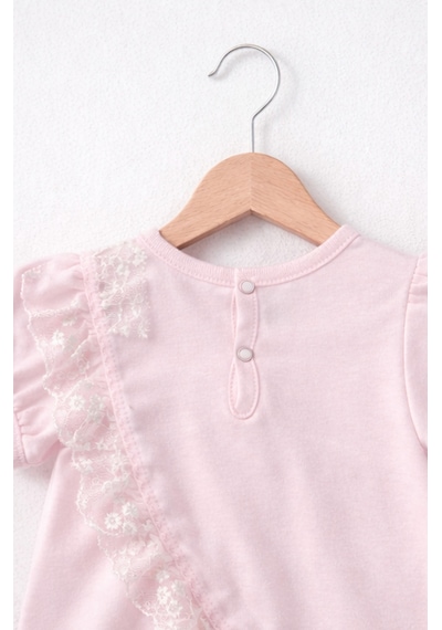Kardeşler Bebe Kız Bebek Dantelli Şortlu Takım & Saç Bandı 3 Lü Pembe