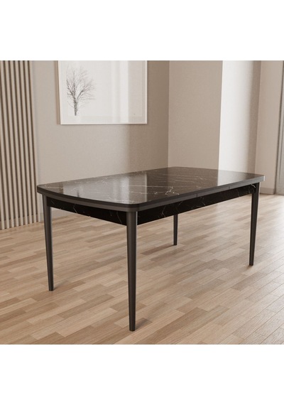 Merona Siyah Mermer 80x132 Mdf Ahşap Ayaklı Açılır Mutfak Masası, Yemek Masası, Salon Masası Siyah Mermer Merona Siyah Mermer 80x132 Mdf Ahşap Ayaklı Açılır Mutfak Masası, Yemek Masası, Salon Masası Siyah Mermer