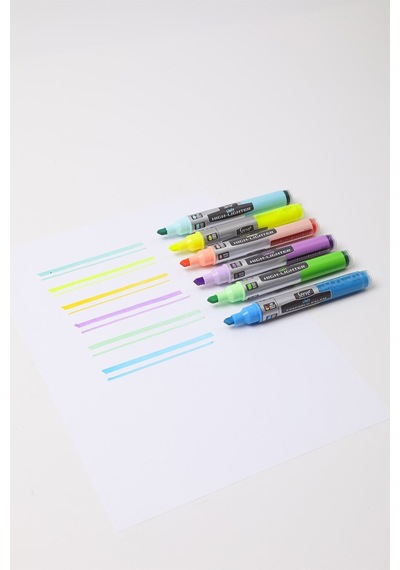 Likit Fosforlu Kalem - Pastel Renkler - 6lı Set Turkuaz