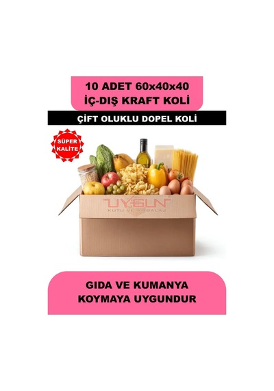 10 Adet 60x40x40 Ev Taşıma Kolisi, Çeyiz Kolisi, Boş Koli, Çift Oluklu Ksssk Dopel