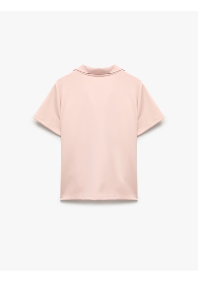 Koton Regular Fit Kısa Kollu Polo Yaka Tişört Pembe 7wak50070ek Gül