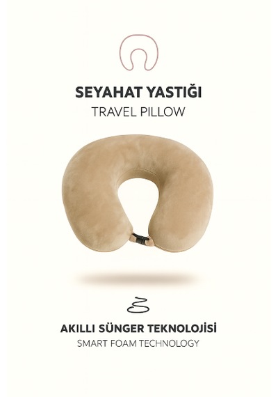Armegeda Fransız Kadife Seyahat Yastıgı Nar Kırmızısı Yastık Bej