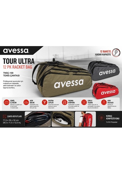 Avessa Tnsç-100 Tenis Çantası Tour Ultra 12 Pk Racket Bag