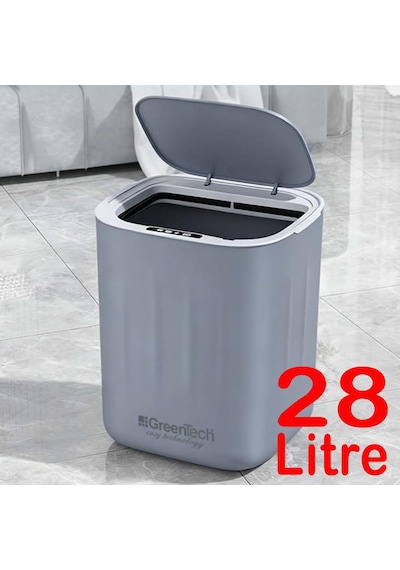 Ayrex Greentech Sensörlü 28 Litre Çöp Kovası Şarj Edilebilir Lityum Pilli / Gt-sc07 Gri Diğer