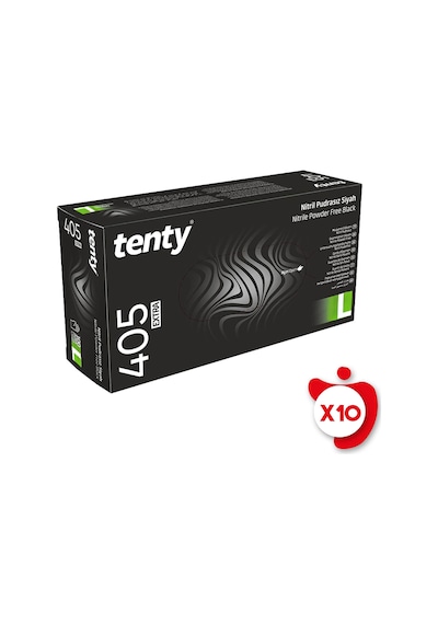 Tenty 405 Extra Pudrasız Nitril Eldiven L Beden Siyah 100'lü 10 Paket