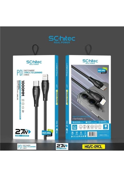 Schitec Type-c To Lightning 27w Pd Hızlı Şarj Ve Data Kablosu 1metre Siyah Hg/c-09cl