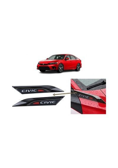 Honda Civic Fe1 2022 Ve Sonrası Uyumlu Çamurluk Üstü Ventil Dekoru Seti Parlak Siyah 1