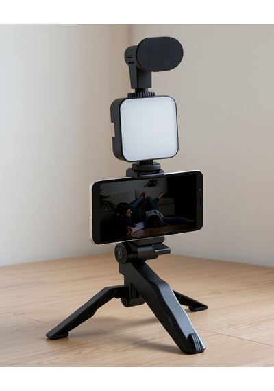 Telefon Tutucu Youtuber Video Kayıt Mikrofonlu Işıklı Standart