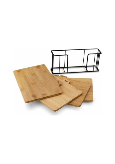 Bambu Standlı Kesme Tahtası 4lü Set - M7b11 Diğer