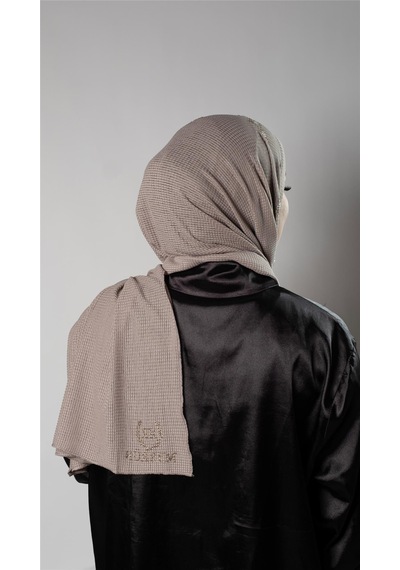 Hürrem Bone Vizon Pratik Hazır Geçmeli Tesettür Şal Örme Kumaş Taşlı Çiçek Desenli 2118c 10