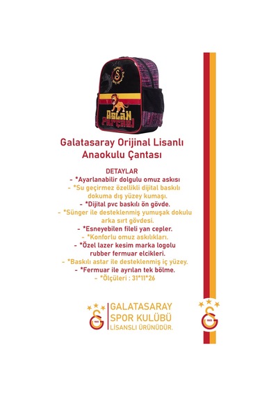 Fenerium Galatasaray Lisanslı Spor Çocuk Sırt Çantası Gs Aslan Parçası Çanta Çok Renkli
