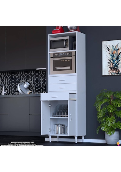 Modilayn Ediz Fırın Bölmeli Kapaklı Çekmeceli Çok Amaçlı Dolap - Mutfak Robotu Ve Kahve Köşesi 60 Cm Beyaz Modilayn Ediz Fırın Bölmeli Kapaklı Çekmeceli Çok Amaçlı Dolap - Mutfak Robotu Ve Kahve Köşesi 60 Cm Beyaz