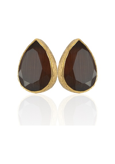 Kadir Jewellery 22 Ayar Altın Kaplama Kadın Minimal Küpe -el İşçiliği Ve Hipoalerjenik Küpe Kahverengi 97041390