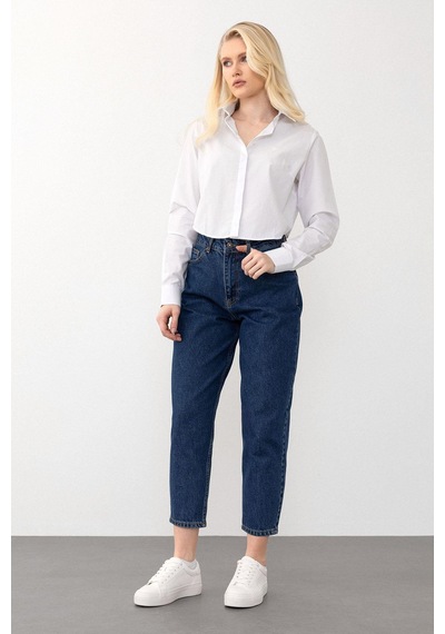 Olcay Yüksek Bel Carrot Fit Jean Pantolon Koyu Mavi 7573