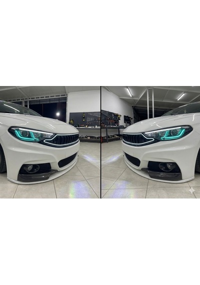 Fiat Egea Ön Panjur 2020+ Bmw M Dizayn Led Li Piano Black  Soketli Siyah - Siyah