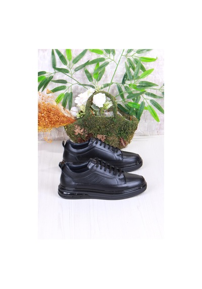 Mehmet Mete 42465 Rahat Hakiki Deri Sneaker Erkek Ayakkabı Siyah