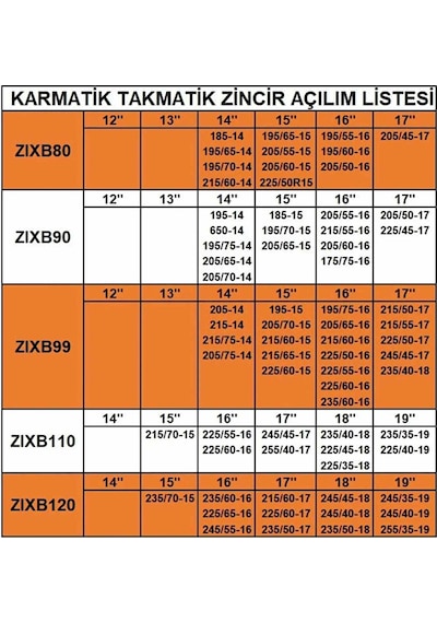 225-65-16 Ebatlarına Uyumlu Takmatik Karmatik Kar Patinaj Zinciri Space