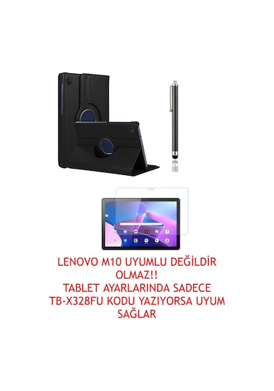 Trendsshop Tab M10 3.nesil Tb328fu Unisoc T328xu Zaae0015tr 360 Dönerli Kılıf 3lü Set Siyah