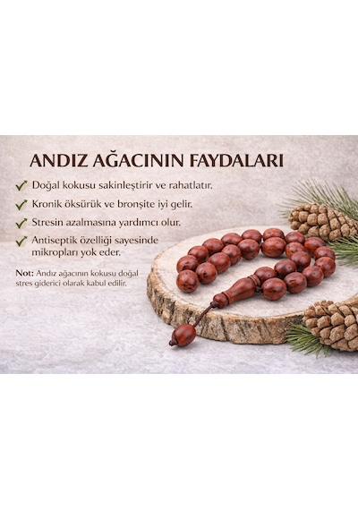Evcikuş Kokulu Andız Ağacı Tespih 17 Li Efe Boy Erkek Tesbih Kahverengi