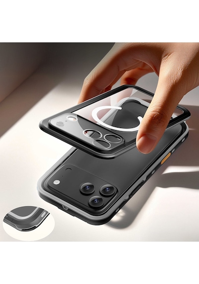Apple Uyumlu iPhone 17 Pro Max Kılıf 1-1 Su Geçirmez Kılıf - Siyah