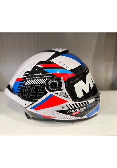Kask Mt Thunder 4 Sv Luminence A7 Parlak Beyaz/mavi/kırmızı Çok Renkli