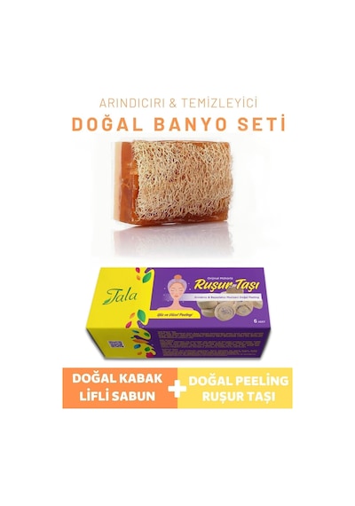 Tala Kabak Lifli Sabun & Ruşur Taşı 6 Adet Doğal Banyo Seti Arındırıcı Temizleyici
