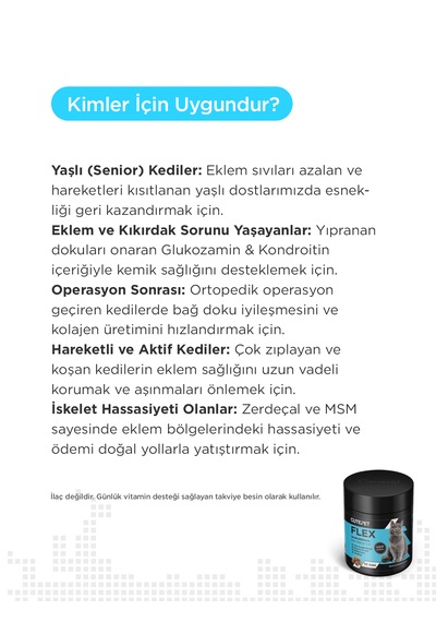 Cutepet Flex Kedi Eklem Ve Kemik Sağlığı Tableti 60 Adet Glukozamin Kondroitin Msm Destekli