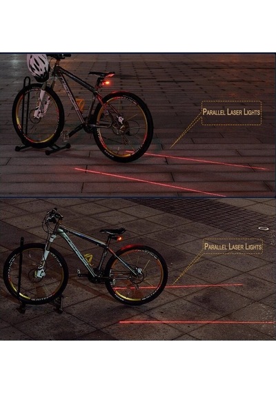 Buffer Çok Fonksiyonlu Pilli Bisiklet Led Lazer Işığı Arka Stop Lambası İndigo