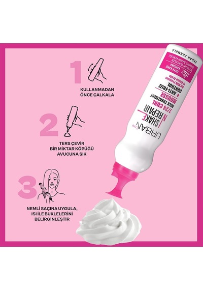 Lexroo Shake N Repair 7/24 Kabaran Ve Bukleli Saçlara Özel Saç Bakım Köpüğü, 150 Mililitre, Vegan