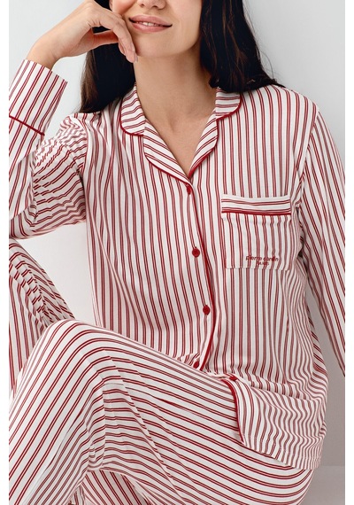 Pierre Cardin Kadın Kırmızı Gömlek Pijama Kırmızı
