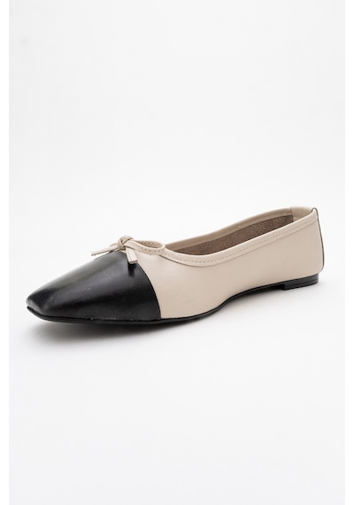Luvishoes Luvi Shoes Romy Ekru-siyah Cilt Hakiki Deri Küt Burunlu Fiyonklu Kadın Babet Ayakkabı Siyah - Ekru Luvishoes Luvi Shoes Romy Ekru-siyah Cilt Hakiki Deri Küt Burunlu Fiyonklu Kadın Babet Ayakkabı Siyah - Ekru