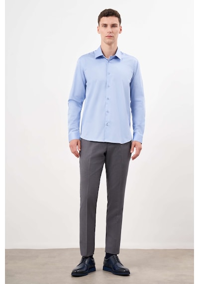 Morven Erkek Mavi Pamuk Düz Desen Sert Yaka Slim Fit Gömlek 24mc004123300 Mavi Mavi