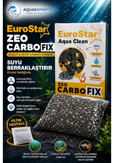 Eurostar Akvartum Filtre Malzemesi - Zeo Karbon 500 Ml - File Hediyeli - Zeolit Ve Karbon Karışımı - Su Berraklaştırıcı