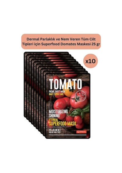 Dermal Parlaklık Ve Nem Veren Domates Maske 25 Gr 10 Adet