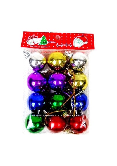 Yılbaşı Ağaç Süsü Cici Top, 3 Cm - 12 Adet Genel