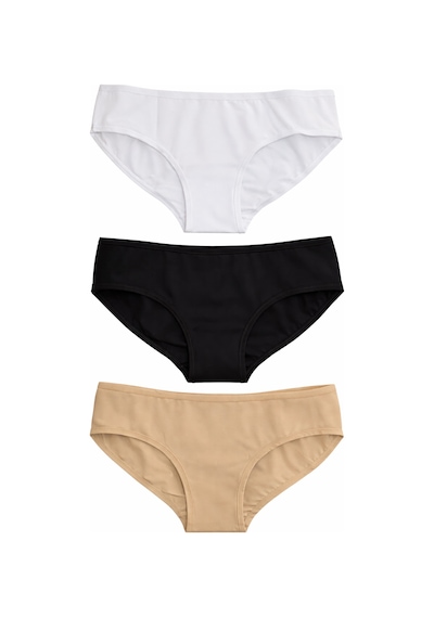 Demirsa Boutique Kadın Modal Bikini Külot 3 Lü Set Siyah Beyaz Ten Rengi Siyah-Beyaz-Ten
