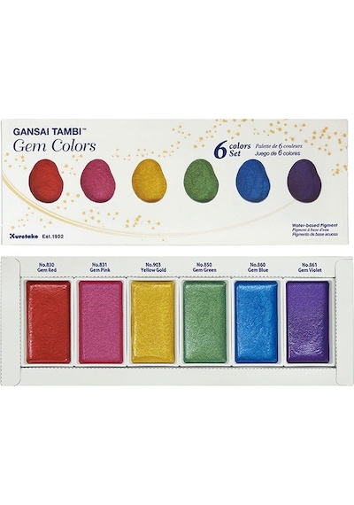 Zig Kuretake Gansai Tambi Sulu Boya Seti 6lı Gem Colors