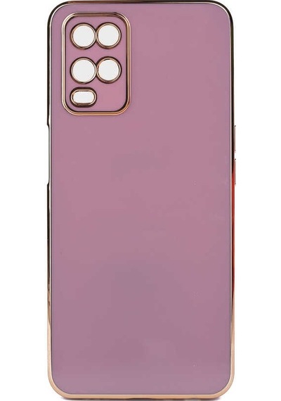 Kilifone - Oppo A54 4g Uyumlu Kılıf Kenarları Parlak Altın Renkli Silikon Bark Kapak - Mor - T21879