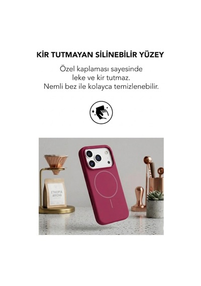 Apple İphone 17 Pro Max Uyumlu Magsafe Lansman Silikon Kılıf Koyu Pembe