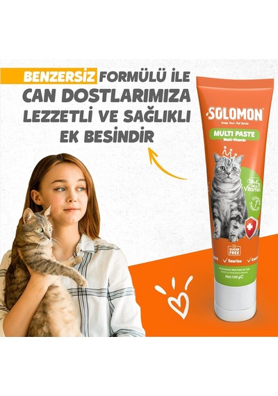 Multi Paste 100 Gr Kediler Için Bağışıklık Sistemi Destekleyici Tüy Yumağı Oluşumunu Engelleyici 18 Farklı Vitamin İçerikli Multivitamin Malt Macunu