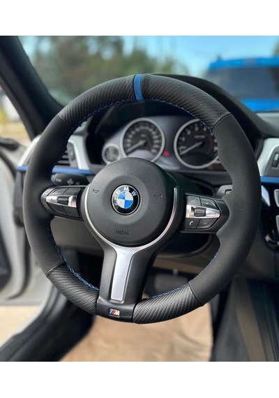 Bmw F30 Alcantra Nubuk Karbon Araca Özel Dikmeli Direksiyon Kılıf
