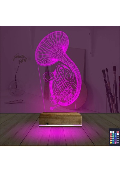 Luvivia Korno Enstrüman Müzik 3d Lamba - Masa Gece Lambası Şeffaf