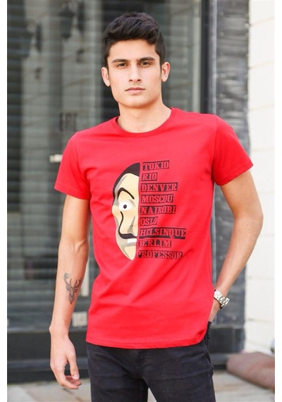 Madmext Baskılı Bordo Tişört 4016 Bordo