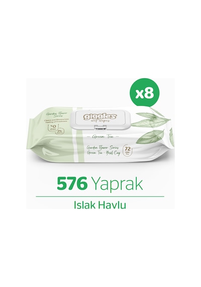 Giggles Yeşilçay Islak Havlu 72 x 8 Adet 576 Mendil