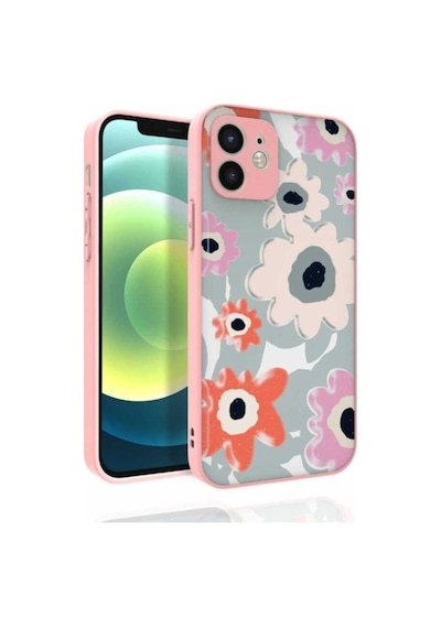 Apple Uyumlu iPhone 12 Kılıf Desenli Kamera Korumalı Parlak Zore Nora Kapak NO5