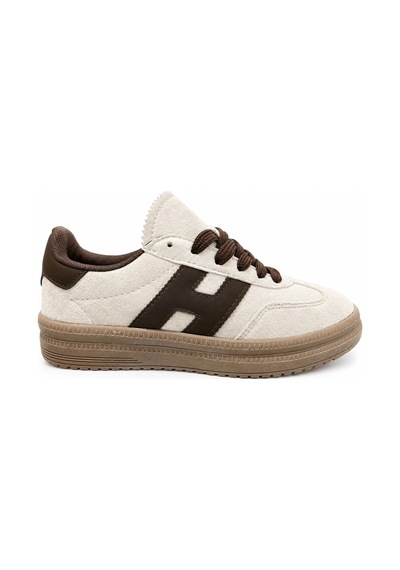 Papucumun Dünyası Unisex Süet Özel Gum Tabanlı Günlük Kullanıma Uygun Retro Sneaker Ekru