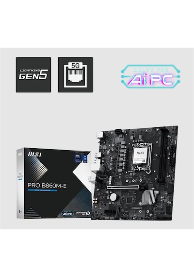 Msı Pro B860m-e Ddr5 9066mhz 1xhdmı 1xdp 2xm.2 Usb Matx 1851p Intel Ultra Processors Serıes 2